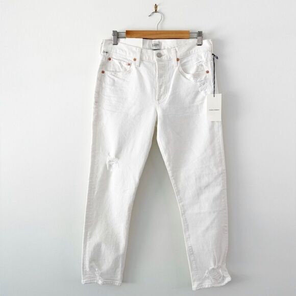 Citizens of Humanity NWT Emerson Distressed Slim Boyfriend Jeans White 25 $260 - Picture 7 of 12